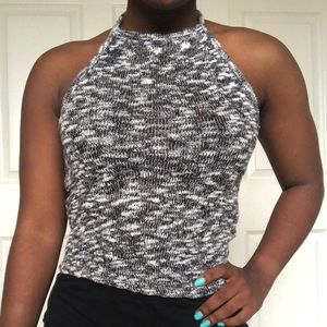 Black and white halter top